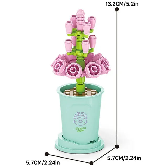 DIY Assembled Rose Bouquet Building Blocks Set