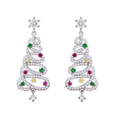 Festive Christmas Tree Rhinestone Earrings