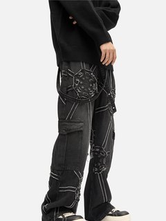 Spider Graphic Denim Pants