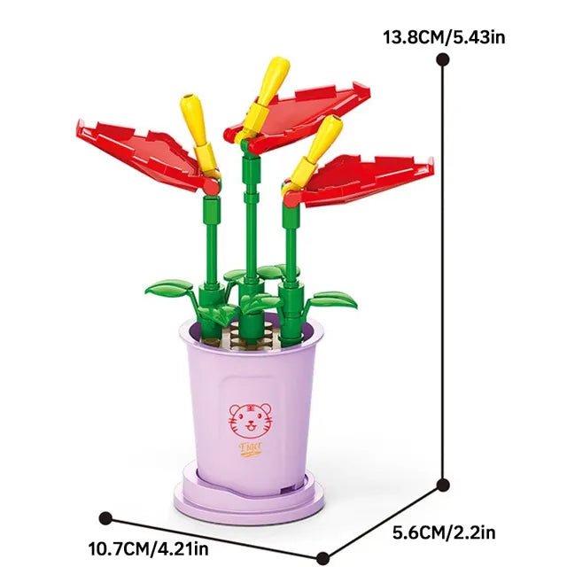 DIY Assembled Rose Bouquet Building Blocks Set