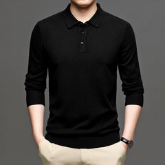 Men's Ribbed Lapel Knit Pullover Sweater