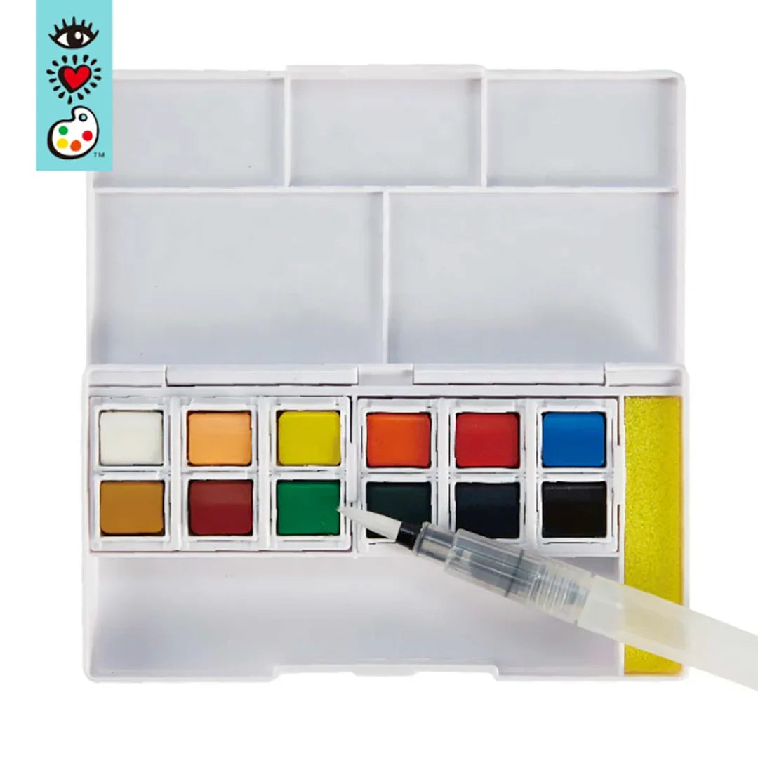 12 Watercolors + Water Brush Pen