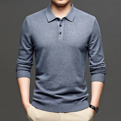 Men's Ribbed Lapel Knit Pullover Sweater