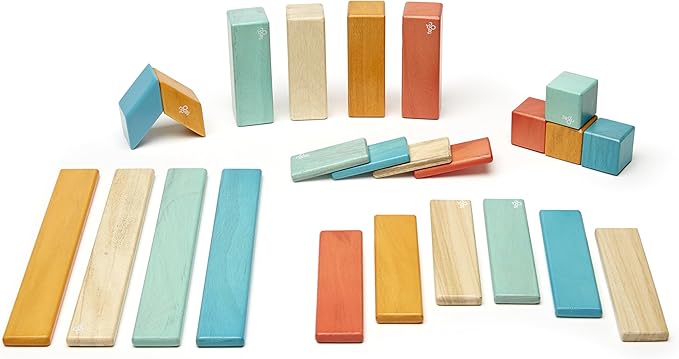24 Piece Magnetic Wooden Block Set (Sunset)