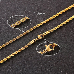 Twisted Rope Figaro Chain Necklace