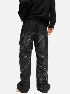 Spider Graphic Denim Pants