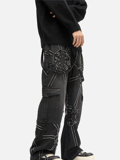 Spider Graphic Denim Pants