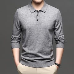 Men's Ribbed Lapel Knit Pullover Sweater