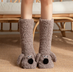 Women's Cozy Plush Dog-Print Socks