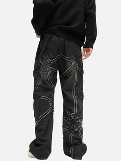 Spider Graphic Denim Pants