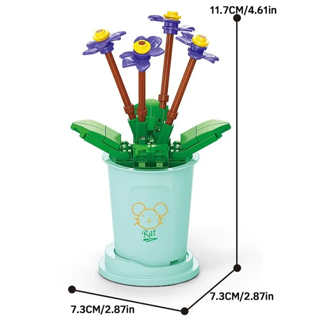 DIY Assembled Rose Bouquet Building Blocks Set