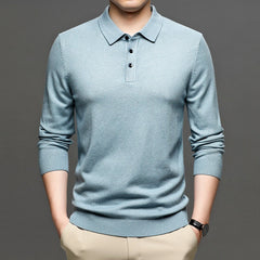 Men's Ribbed Lapel Knit Pullover Sweater