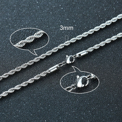 Twisted Rope Figaro Chain Necklace