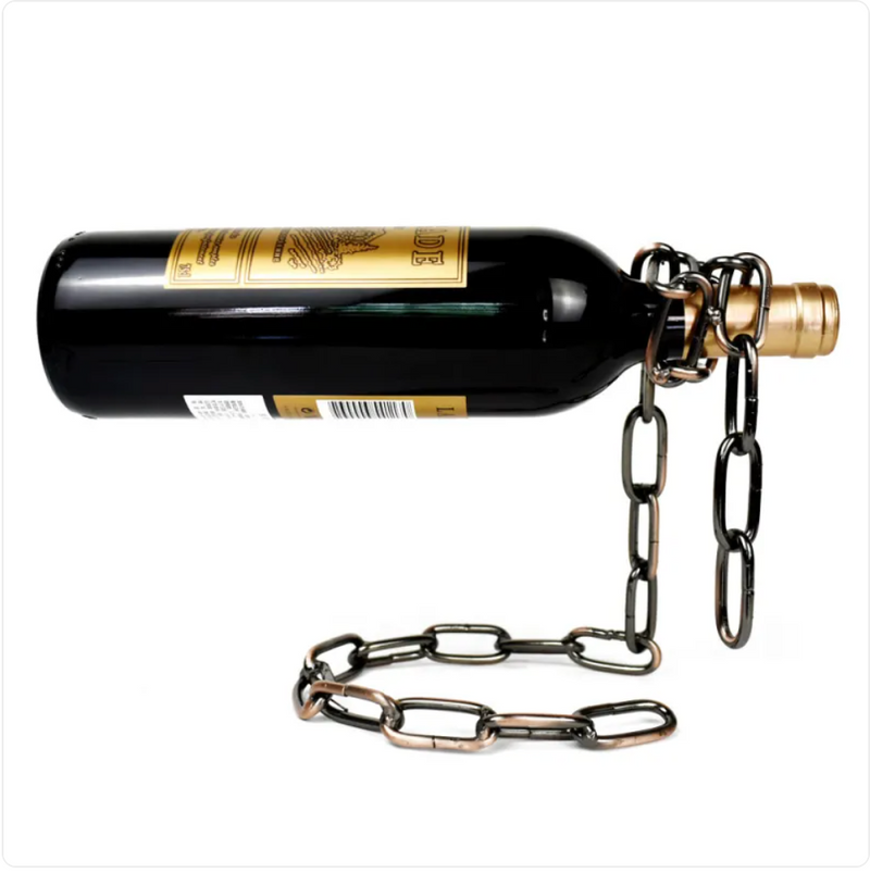 Suspended Wine Bottle Holder — Metal Wall Rack
