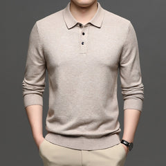 Men's Ribbed Lapel Knit Pullover Sweater