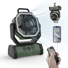 3-in-1 Camping Fan with Power Bank & LED Light