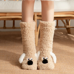 Women's Cozy Plush Dog-Print Socks