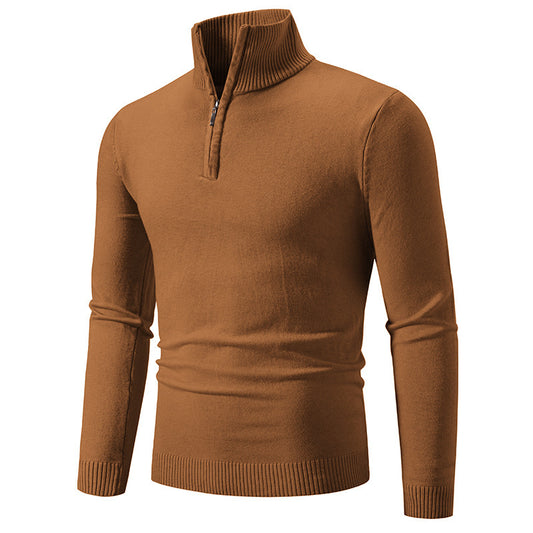 Men's Plus Size Fleece Mock Neck Zip Sweater