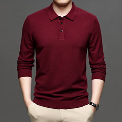 Men's Ribbed Lapel Knit Pullover Sweater