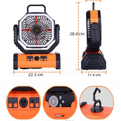 3-in-1 Camping Fan with Power Bank & LED Light