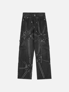 Spider Graphic Denim Pants