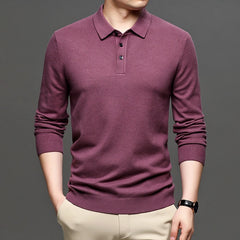 Men's Ribbed Lapel Knit Pullover Sweater