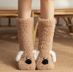 Women's Cozy Plush Dog-Print Socks